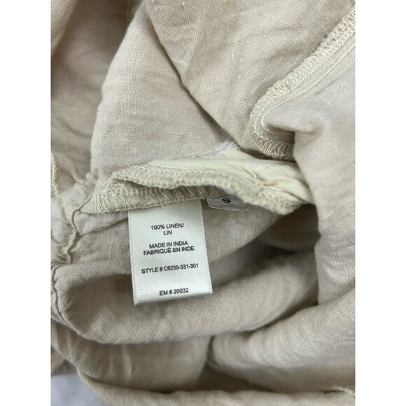 Cloth & Stone Jumpsuit Women S Beige  V Neck Sleeveless Wide Leg Crop 100 Linen - Picture 14 of 15